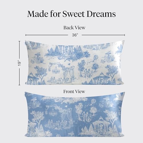 Bridgerton x Kitsch Satin Pillowcase with Zipper for Hair & Skin - Softer Than Silk Pillow Cases, Cooling Satin Pillow Case, Wrinkle-Free - King Size Satin Pillow Case (19x36) - Garden Toile Kitsch