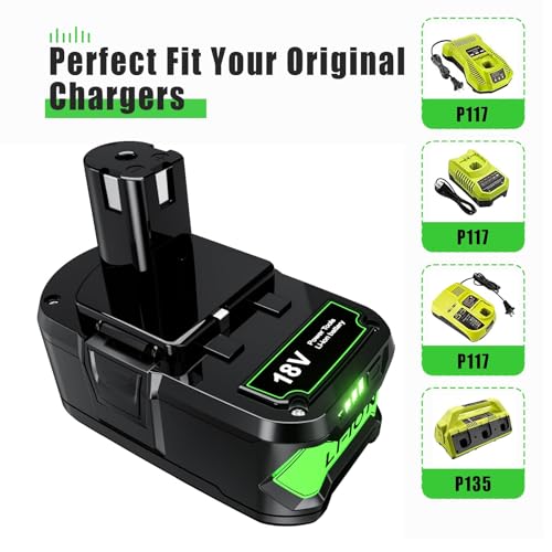 TURPOW 2Pack 7.0Ah Replacement for Ryobi 18V Lithium Battery Compatible with Ryobi 18 Volt ONE+ Plus P107 P108 P102 P103 P104 P105 P109 P122 Cordless Tools TURPOW