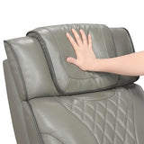 Lexicon Power Double Reclining Sofa, Center Drop-Down Table with Heat/Massage/Headrest/Storage Arms/Cup Holders/LED Lights/Wireless Charging, Top Grain Leather Match Wall Hugger Recliner Sofa, Grey Lexicon