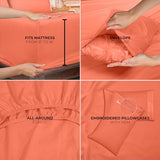 ROYALE LINENS 3 Piece Twin Sheets Set - Soft Brushed 1800 Microfiber Bedding - 1 Fitted and 1 Flat Sheet, 1 Pillow case - Wrinkle Free & Fade Resistant - Hotel Luxury Bed Sheets Set (Coral, Twin) ROYALE LINENS