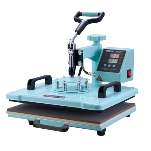 VEVOR 8 in 1 Heat Press with 30 OZ Tumbler Press, Hat Press, 360° Swing Away 12 x 15 inch Heat Press Machine for T-Shirts/Mugs/Hats/Plates, Light Green VEVOR