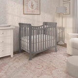 Dream On Me Violet 4-in-1 Convertible Mini Crib in Steel Grey, Greenguard Gold Certified, JPMA Certified, 3 Position Mattress Height Settings, Non-Toxic Finish