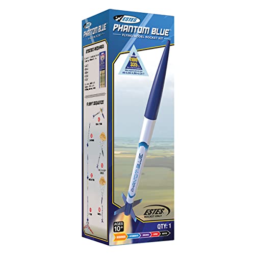 Estes 2483 Phantom Blue Rocket-Building Kit, Beginner Flying-Rocket-Model Kit for Ages 10+ Estes