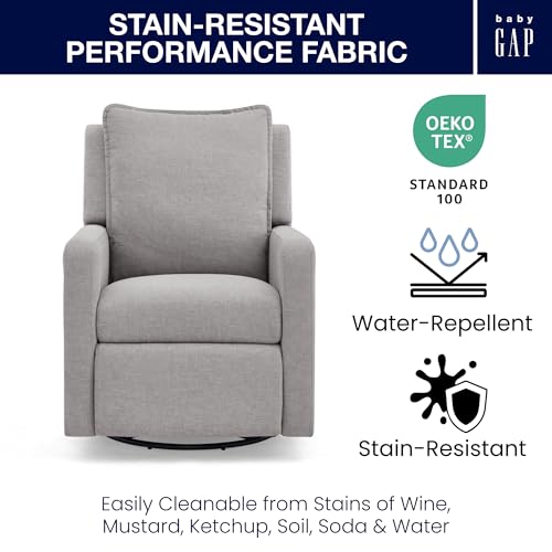 babyGap Harlowe Power Recliner with USB-A & Charging Port by Delta Children - Greenguard Gold Certified – Stain-Resistant Performance Fabric is Oeko-TEX Standard 100 Certified, Ash