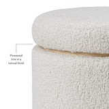 Linon Home Décor Cream Sherpa Round Storage Wooden Base by Linon Lexington Ottoman (AMZN2305) Linon