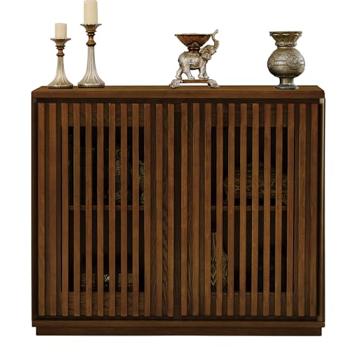 LKTART Buffet Cabinet Sideboard with Storage, Mid Century Modern Accent Credenza Cabinet with Doors & Shelves, Wood Coffee Bar Console Table for Dining Room,Kitchen,Entryway-Walnut LKTART