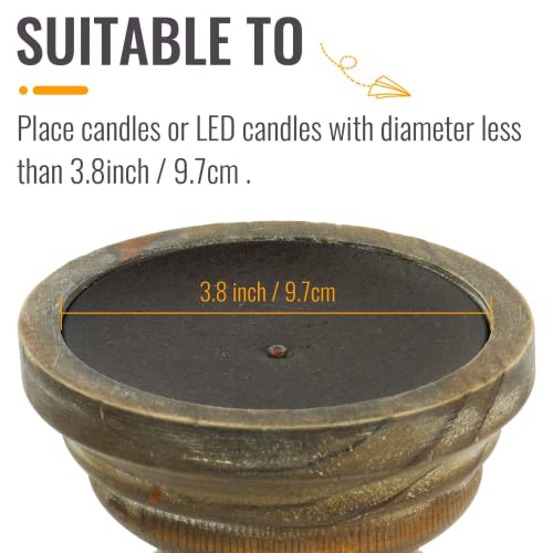 Wood Pillar Candle Holders 14 Inch Tall, Handmade Antique Brown Farmhouse Candle Holders for Pillar Candles, Natural Decorative Candlestick Holders, Rustic Candle Holders for Table Centerpiece SOFE