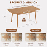 Muwuele Solid Wood Extendable Dining Table for 4-8 People with Seamless Extension from 47.2 to 63 Inches, Easy Assembly, Expandable Tables for Small Spaces, Dining Room, Kitchen, Living Room, Natural Muwuele