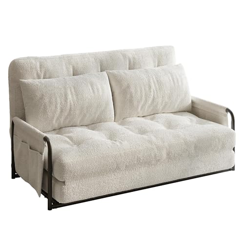 WLIVE Futon Sofa Bed, Floor Chair with Adjustable Backrest, Bean Bag Bed for Adults, with Armrest, Pillow, Low Profile for Living Room, Reading, Bedroom, Loveseat, Grey WLIVE