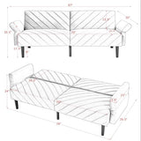 78" Modern Sofa Bed Futon,Convertible Sleeper Bed Couch with 4 Reclining Backrest,Comfy Velvet Cloud Sofa Loveseat for Living Room Bedroom Office (Black) Anwick
