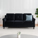 Naomi Home Raelynn Button Tufted Sofa Affordable Black Modern Sofa - Microfiber Couch for Small Spaces Sofa Cama para Sala Modernos Baratos - Durable Sturdy Living Room Furniture Tool-Free Assembly Naomi Home