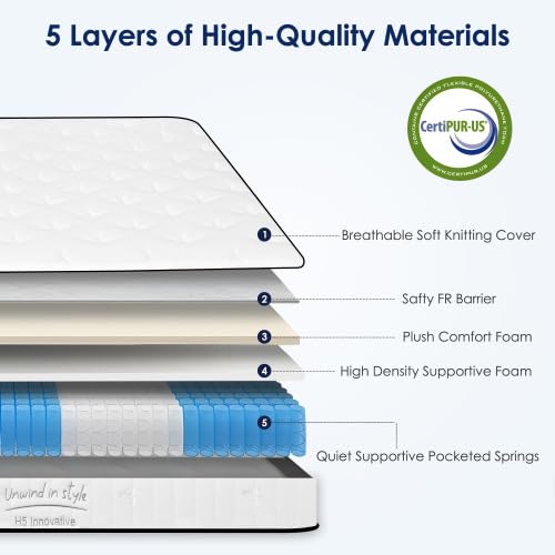 10 Inch Queen Size Mattress, New Hybrid Mattress in a Box, Cooling Gel Memory Foam Queen Bed Matress w/Motion Isolation, CertiPUR-US Certified, Medium Firm, RV Mattresses (10'') Majnesvon