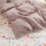 Zusbest Botanical Floral Duvet Cover Queen 100% Cotton Orange Blue Flower Patterned Bedding Beige Tan Comforter Cover with Zipper, Soft Skin-Friendly, Luxury Minimalist Wildflower Print Bed Set, 3Pcs Zusbest