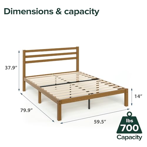 Zinus Leah Bamboo Platform Bed Frame with Headboard, No Box Spring Needed, Wood Slat Support, Easy Assembly, Queen