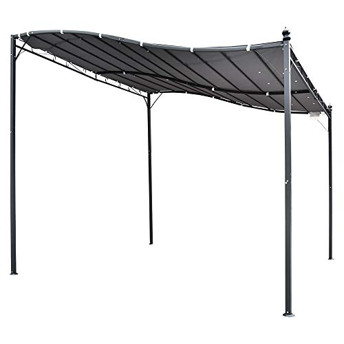 Outsunny 10' x 10' Steel Outdoor Pergola Gazebo, Patio Canopy with Weather-Resistant Fabric and Drainage Holes for Backyard, Deck, Garden, Gray - WoodArtSupply