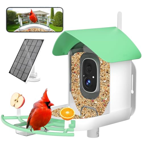 DEBARK® Smart Wild Bird Feeder with Camera Solar Powered, 1080P Video AI Camera for Beautiful Close-up Shots and a Unique Bird Watching Experience - WoodArtSupply