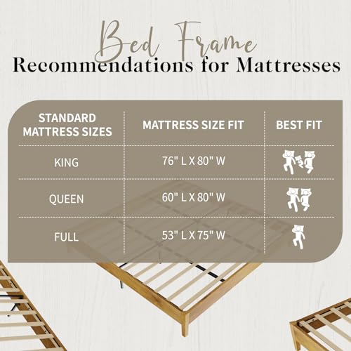 Timeless Mid-Century King Size Solid Wood Bed Frame with No Headboard AMERLIFE