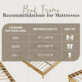 Timeless Mid-Century King Size Solid Wood Bed Frame with No Headboard AMERLIFE