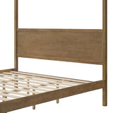 Christopher Knight Home Gana Classic Canopy Bed Frame King Size, 4 Poster King Size Bed Frame and Headboard, Wooden Slat Support, King Bed Frame No Box Spring Needed, Antique Natural