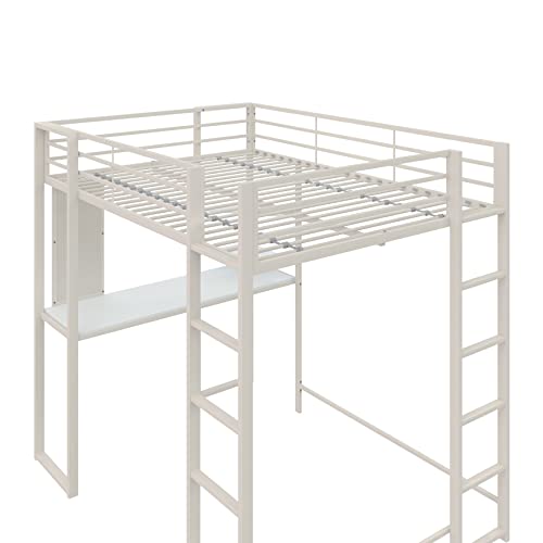 DHP Abode Full Size Metal Loft Bed, Off-White DHP