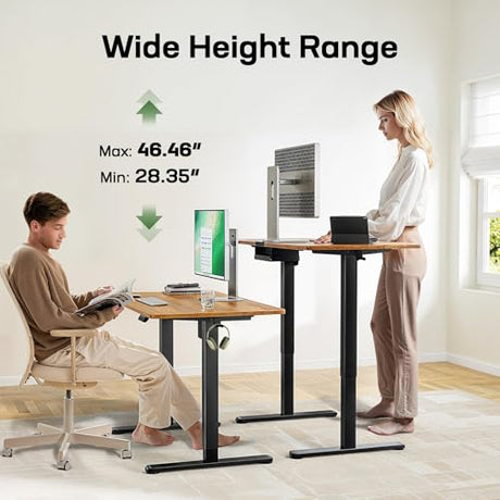 Electric Standing Desk with One-Piece Desktop,48 x 30 inch Height Adjustable Office Gaming Computer Desk with Tabletop, Home Office Stand up Desk with 4 Memory Presets, Table for Bedroom(2 Packages) Marsail