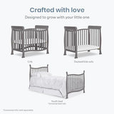 Dream On Me Violet 4-in-1 Convertible Mini Crib in Steel Grey, Greenguard Gold Certified, JPMA Certified, 3 Position Mattress Height Settings, Non-Toxic Finish