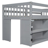 Harper & Bright Designs Low Loft Bed with Storage Shelves and LED Light for Kids, Twin Size, Gray Harper & Bright Designs