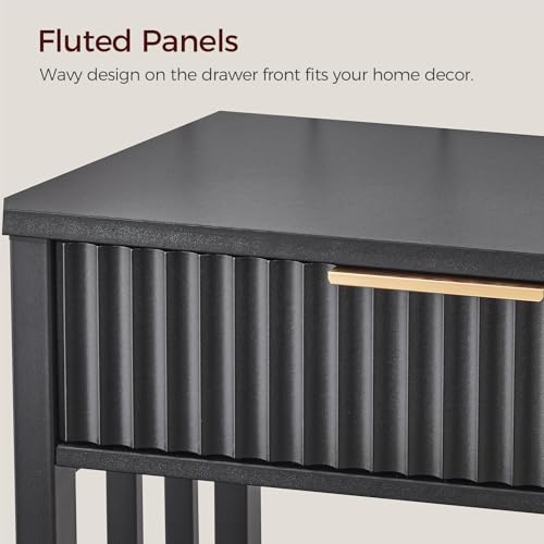 MAHANCRIS Console Table, Narrow Long Entry Table with Storage Shelf, 2-Tier Fluted Entryway Table with 2 Drawers, for Entryway, Living Room, Foyer, Hallway, Office, Black CTHB5101 MAHANCRIS