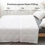 Globon Lightweight Goose Down Comforter Queen Size, Summer Blanket for Hot Sleepers, Soft Noiseless Shell, Breathable Duvet Insert 96x88 inch White Globon