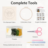 Nuberlic Punch Needle Kit for Beginners Cute Bee Pattern DIY Hoop Embroidery Punch Needle Starter Craft Set with Pre-Printed Fabric, Yarn, Frame & Tools Step-by-Step Introduction