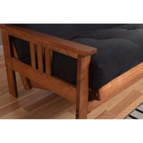 HomeStock Full Size Futon Frame with Mattress - Hardwood Sofa Bed Convertible 79" Linen Cocoa/with Storage Drawers HomeStock
