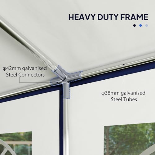 Outsunny 16.5' x 33' Party Tent, Heavy Duty Large Outdoor Canopy Tent Shelter with Removable Sidewalls, 10 Windows and 2 Doors, Tents for Parties, Wedding, Events, BBQ Grill, White and Blue Outsunny