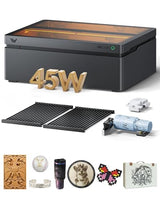 WECREAT Vision Pro 45W Laser Engraver and Cutter with Rotary Pro, HD Camera & Auto-Lifting, Laser Cutter Cuts 1” Wood, Full Enclosure Laser Engraving Machine for Tumblers, Wood and Metal, Acrylic, etc WECREAT