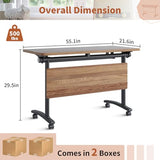 Folding Conference Table with Wheels, Conference Room Table, Modern Rolling Training Tables, Foldable Seminar Meeting Tables for Home Office (4, A, 55.1in) Lrxmastery