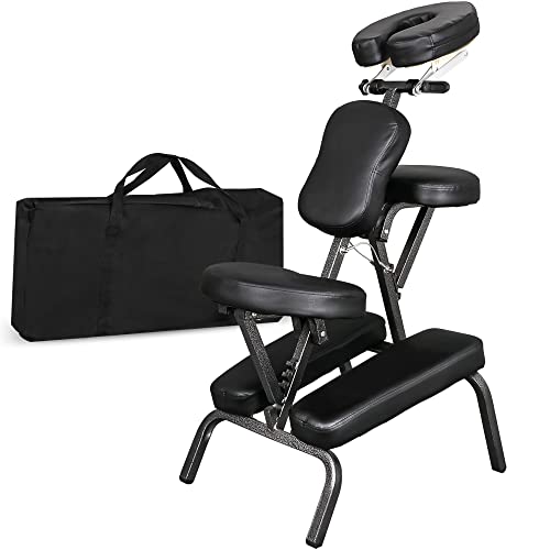 Nova Microdermabrasion Portable Massage Chair Foldable Tattoo Therapy Chair 4 Inches Thickness Sponge Face Cradle Spa Salon Massage Chair (Black) Nova Microdermabrasion