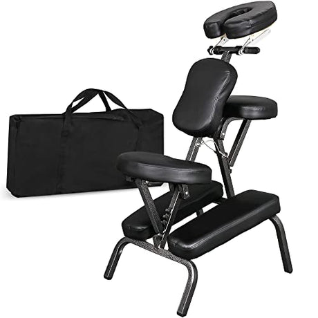 Nova Microdermabrasion Portable Massage Chair Foldable Tattoo Therapy Chair 4 Inches Thickness Sponge Face Cradle Spa Salon Massage Chair (Black) Nova Microdermabrasion