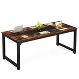 Tribesigns 6 ft Rectangular Conference Table, 70.9'' Industrial Modern Meeting Table for 6 People, Seminar Boardroom Table for Office Conference Room, Rustic Brown Tribesigns