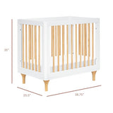 Babyletto Lolly 4-in-1 Convertible Mini Crib and Twin Bed with Toddler Bed Conversion Kit in White and Natural, Greenguard Gold Certified babyletto