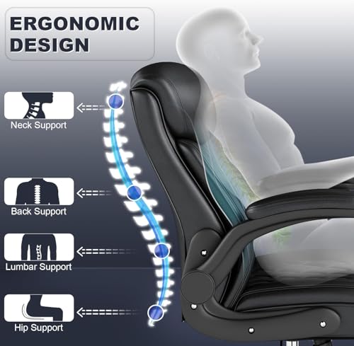 AnyGod Ergonomic Mid-Back Desk Chairs Comfy for Home Office with Flip-up Armrests, Lumbar Support, Adjustable Height and Swivel Rolling Wheels AnyGod