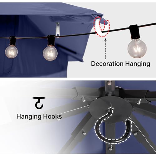 LAUSAINT HOME Outdoor Patio Gazebo 10'x13' with Expansion Bolts, Heavy Duty Gazebos Shelter Party Tent with Double Roofs, Mosquito Nettings and Privacy Screens for Backyard, Garden, Lawn, Elegant Blue LAUSAINT HOME