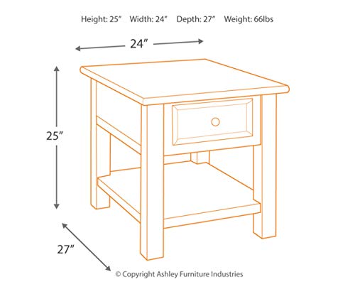 Signature Design by Ashley Tyler Creek Rustic End Table with Storage Drawer and Fixed Shelf, Brown & Black