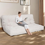 KOZIDO 8” Queen Size Futon Mattress Sofa Bed, Extra Thick Foldable Floor Mattress, Shredded Foam Filling for Adults/Teens/Pets with No Assembly Needed, Frame Not Included - Beige KOZIDO