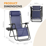 NEWBULIG Zero Gravity Chair Set of 2, Lounge Chair Folding Portable Adjustable Camping Reclining Chairs with Adjustable Pollow, Mesh Back, Cup Holder Trays Lawn Patio Chair for Pool Beach