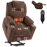 Dual Motor Power Lift Recliner Chair for Elderly,Heavy Duty 400 lbs, Oversized with Heat & Massage,Zero Gravity Lay Flat, Adjustable Lumbar Support, Electric Lift Assist Recliner (Brown+2 Cup) Anwick