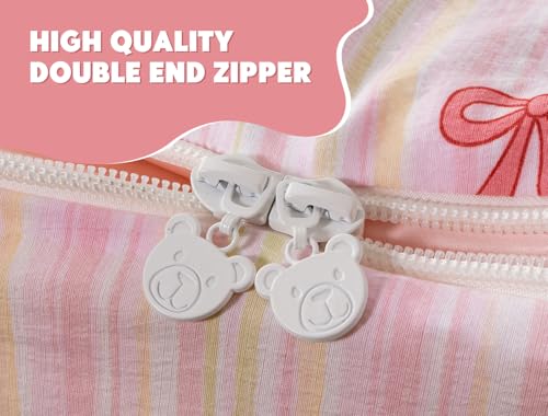 Meeting Story 3pcs Kids Comforter Set Twin Zipper Bedding Set for Girls,Bow Bedding Set Princess Comforter Set for Kid,All in one Zipper Bedding（Lightpink,Twin） Meeting Story