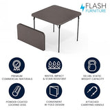 Flash Furniture Dunham 2.83' Square Plastic Folding Event Table with Carrying Handle, Bi-Fold Banquet Table for Indoor/Outdoor Events, Dark Gray Flash Furniture