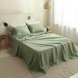 Simple&Opulence French Linen Flat Sheet,100% Natural Flax Bedding Sheet with Stone Washed King Size(108''x102'') Ultra Soft Breathable-1 Piece Flat Top Sheet Only Basic Style, Sage Green Simple&Opulence