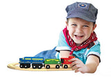MasterPieces Wood Train Sets - Lionel Santa Fe Cargo 3 Piece Train Set - Officially Licensed Toddler & Kids Toy Masterpieces