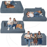 Cansunna Futon Sofa Bed with Pillow, 3-in-1 Sleeper Sofa Bed with Removable Cover, Convertible Floor Sofa Bed, No Assembly Boneless Couch for Living Room, Bedroom Cansunna