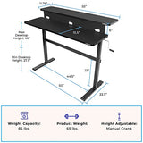 Stand Steady Tranzendesk | 55 Inch Dual Level Standing Desk with Shelf | Easy Crank Height Adjustable Sit to Stand Desk | Stand Up Workstation with Monitor Riser for Home & Office (55in / Black) Stand Steady